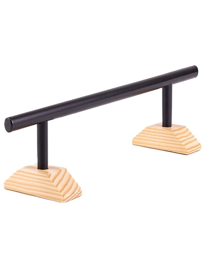 WodGod Professional Fingerboard Rail - Durable Aluminum Alloy Material,Finely Polished One-Piece Molding,Equipped with Non-Slip Mat and Stable Textured Wooden Base,Black,Round Rail - Image 1